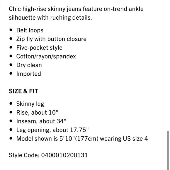 Joe's Jeans The Charlie High Rise Skinny Ankle Jean with Rouching size 26 Hannah - Picture 5 of 13